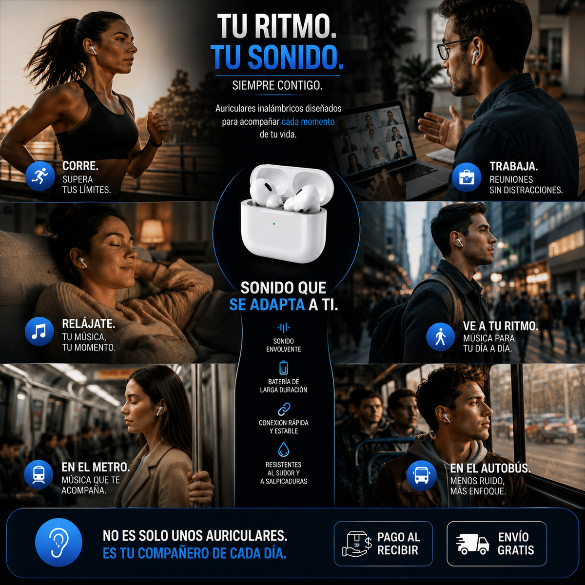 AirPods PRO + caja y cargador + Bluetooth 5.3 Premium