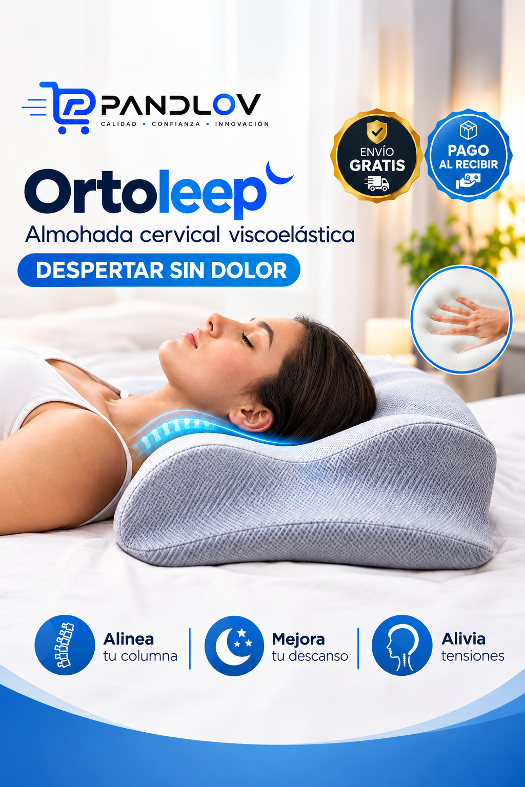 Ortoleep - Almohada cervical viscoelástica / DESPERTAR SIN DOLOR