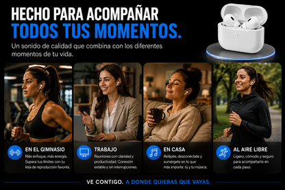 AirPods PRO + caja y cargador + Bluetooth 5.3 Premium + ¡REGALO EXCLUSIVO SOLO HOY!  🔥