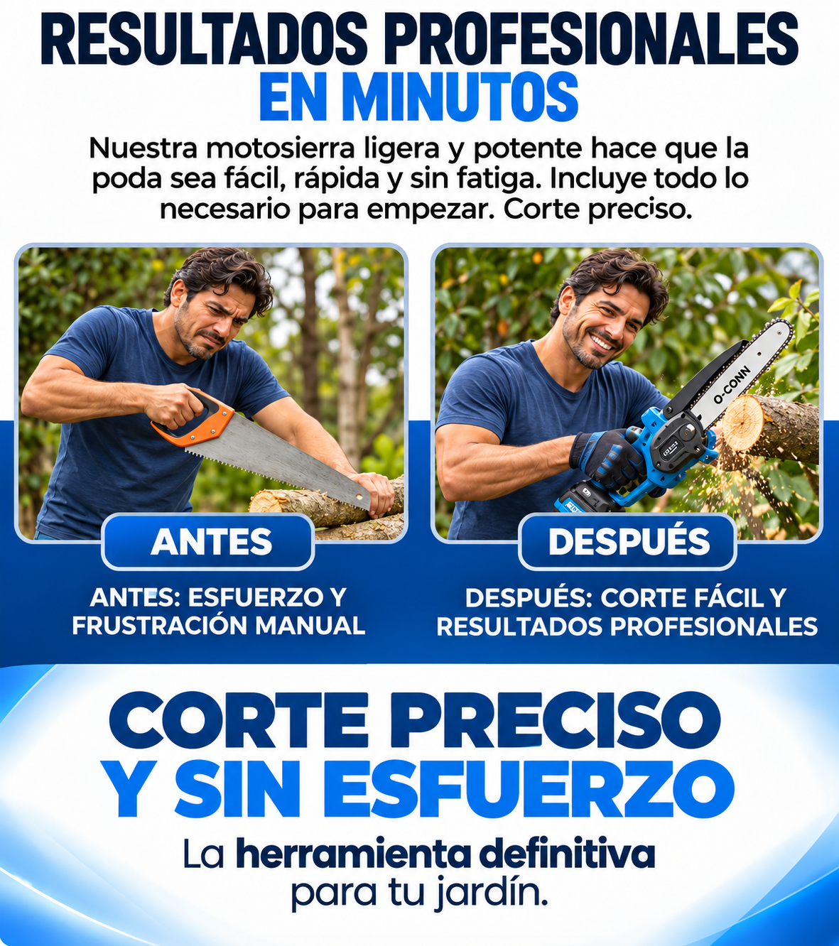 Motosierra eléctrica con doble bateria